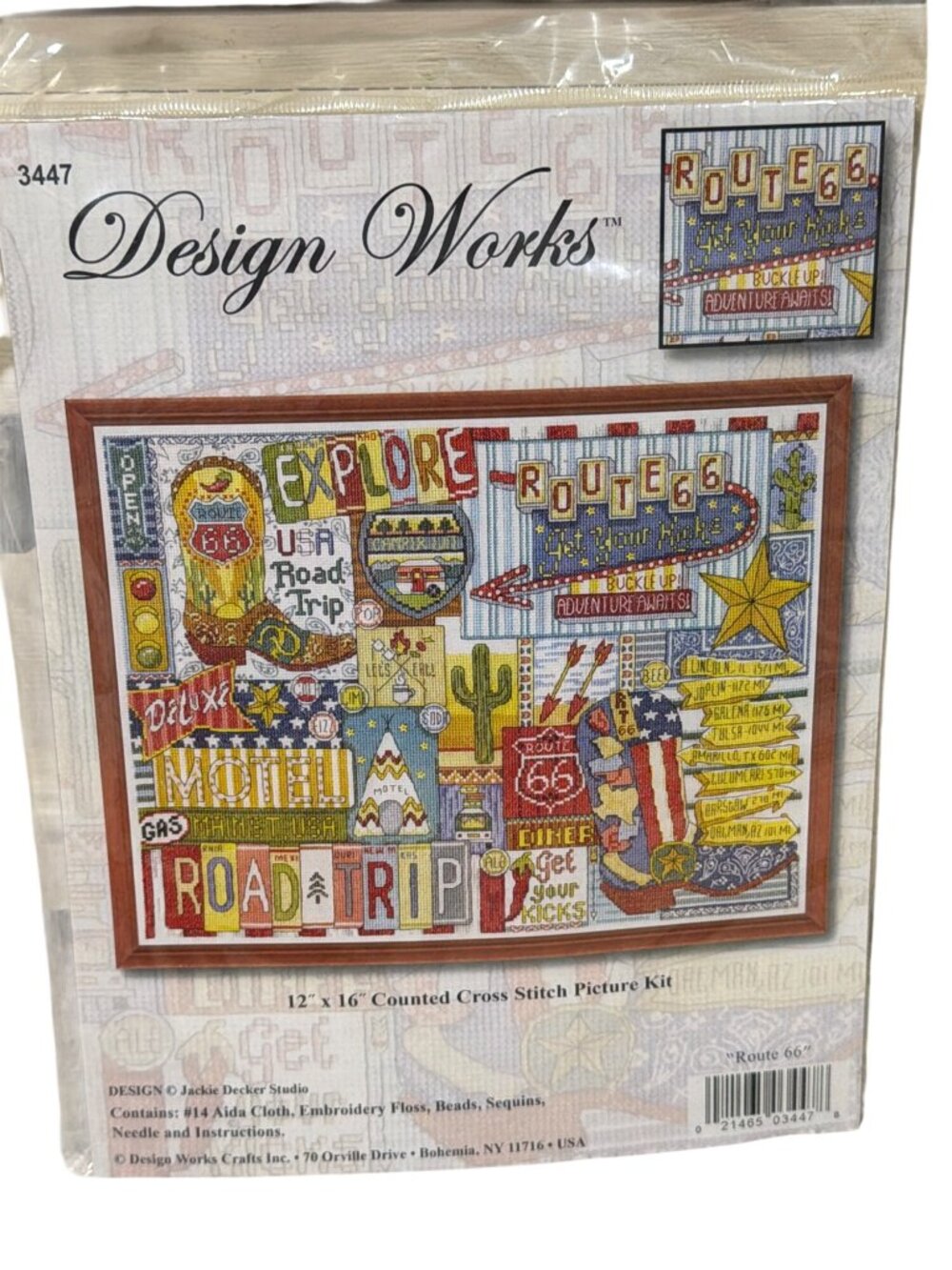 Design Works Route 66 Cross Stitch Kit 12"x16" Counted Picture Kit With Beads &